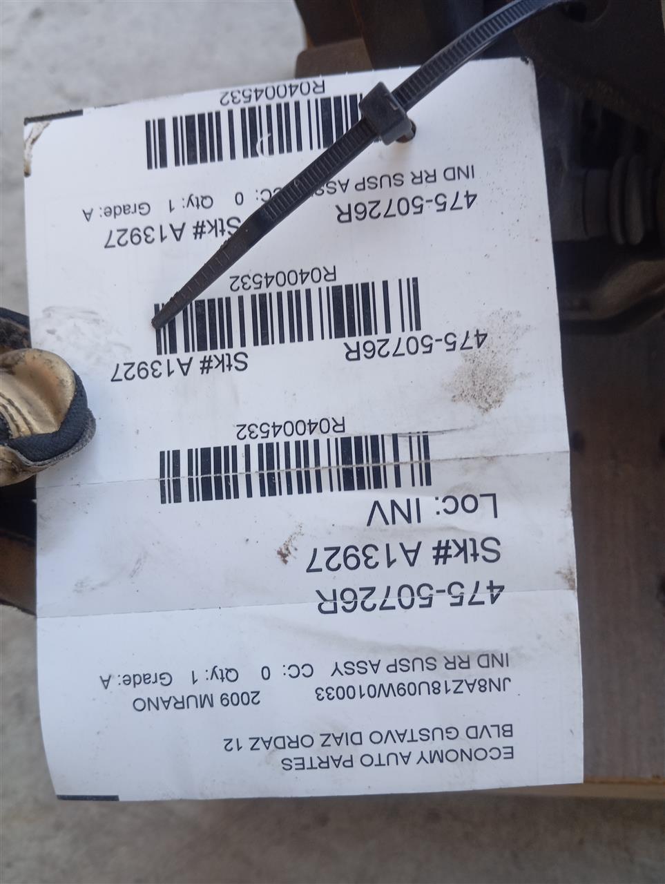 2009 Nissan MURANO Ind Rr Susp Assy