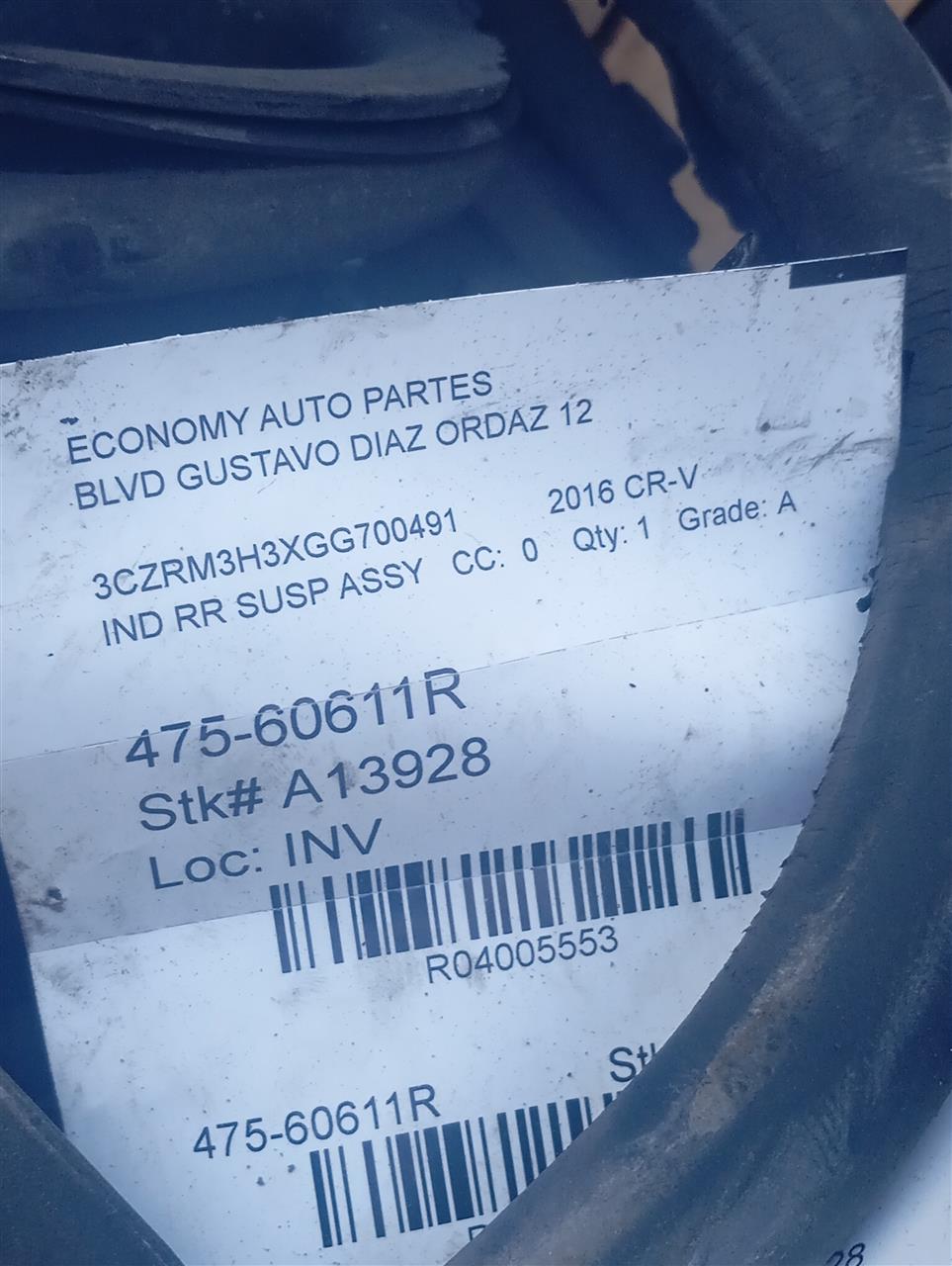 2016 Honda CR-V Ind Rr Susp Assy
