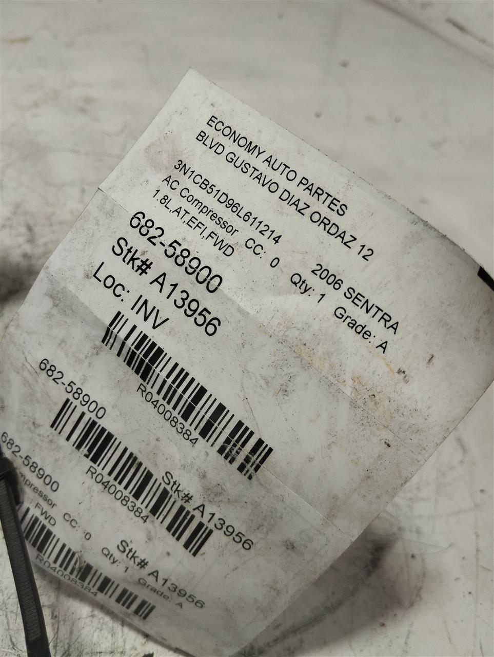 2006 Nissan SENTRA AC Compressor