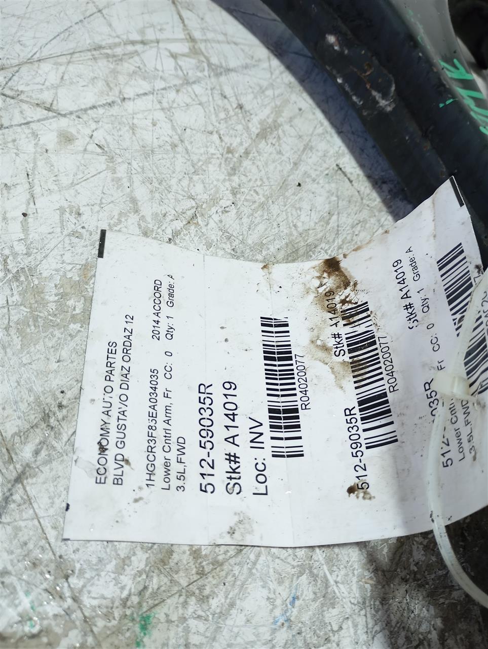 2014 Honda ACCORD Lower Cntrl Arm, Fr