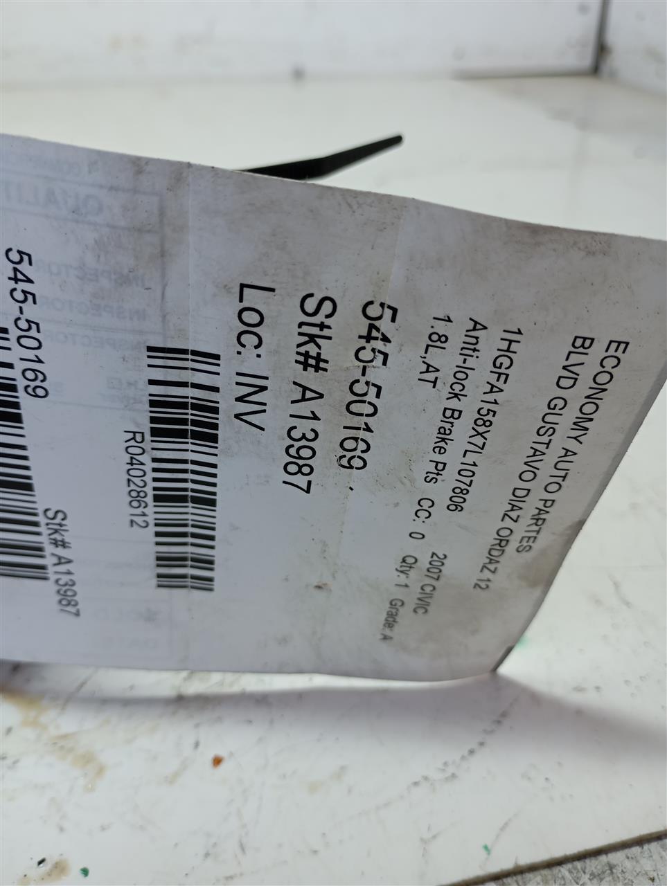 2007 Honda CIVIC Anti-lock Brake Pts