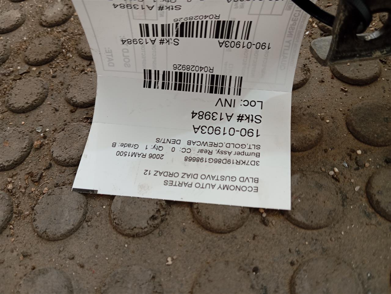 2006 Chrysler DODGE 2500 PICKUP Bumper Assy, Rear