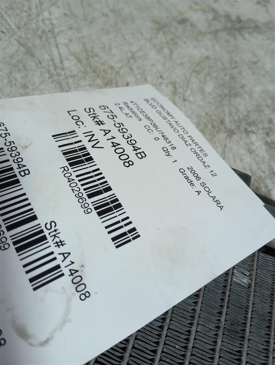 2006 Toyota SOLARA Radiators