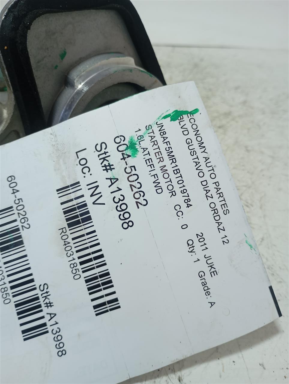 Used 2011 Nissan JUKE Starter Motor - Stock #A13998