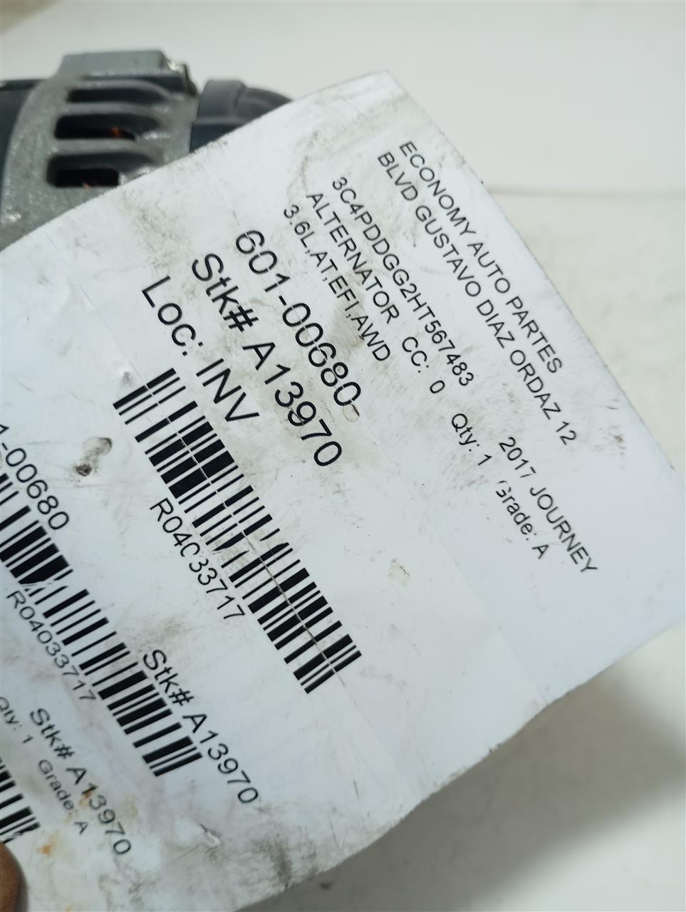 2017 JOURNEY Chrysler Alternator