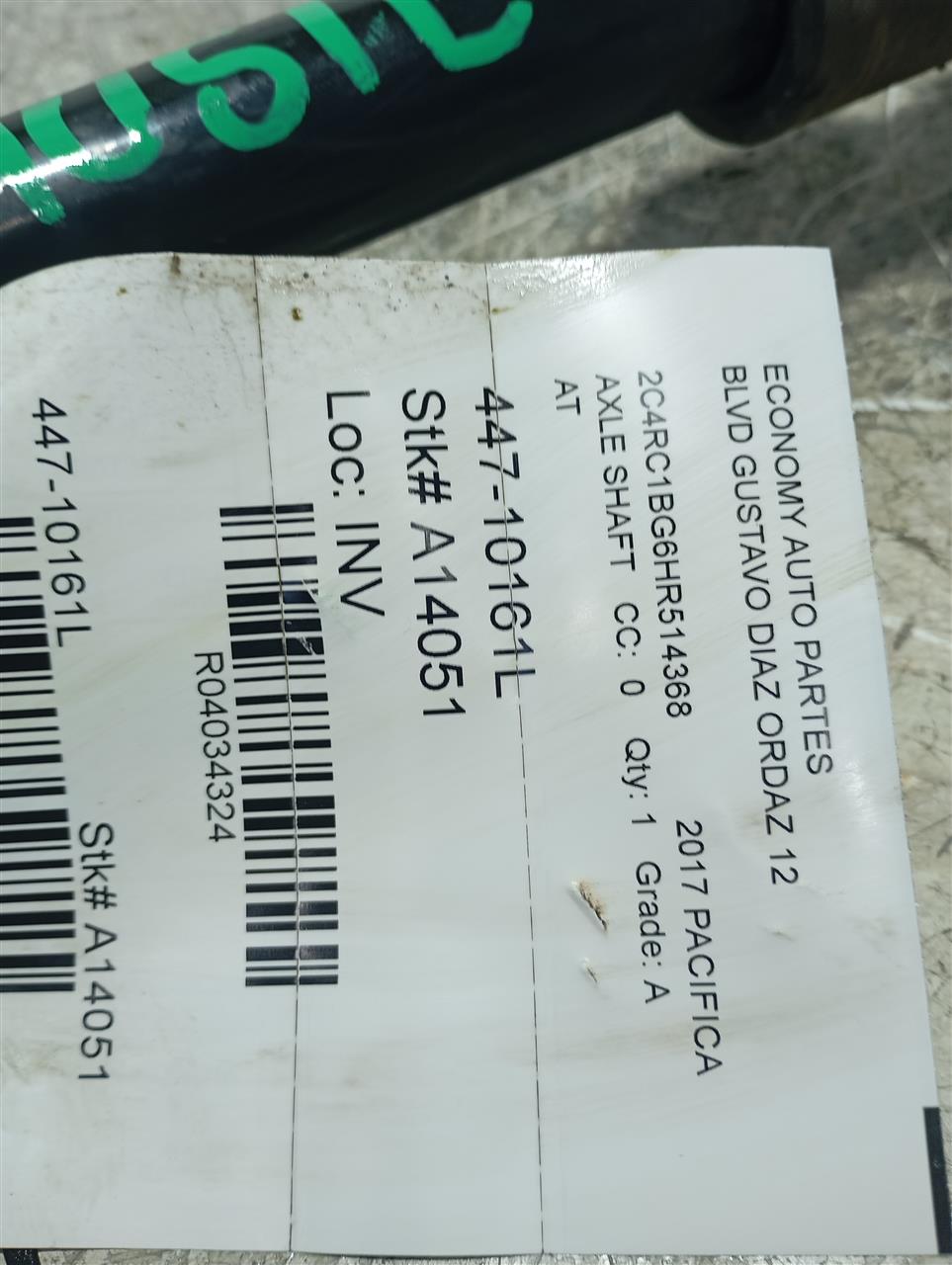 2017 Chrysler PACIFICA Axle Shaft