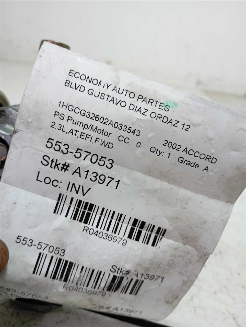 2002 Honda ACCORD PS Pump/Motor
