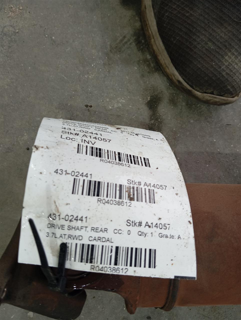 2012 Ford MUSTANG Drive Shaft, Rear