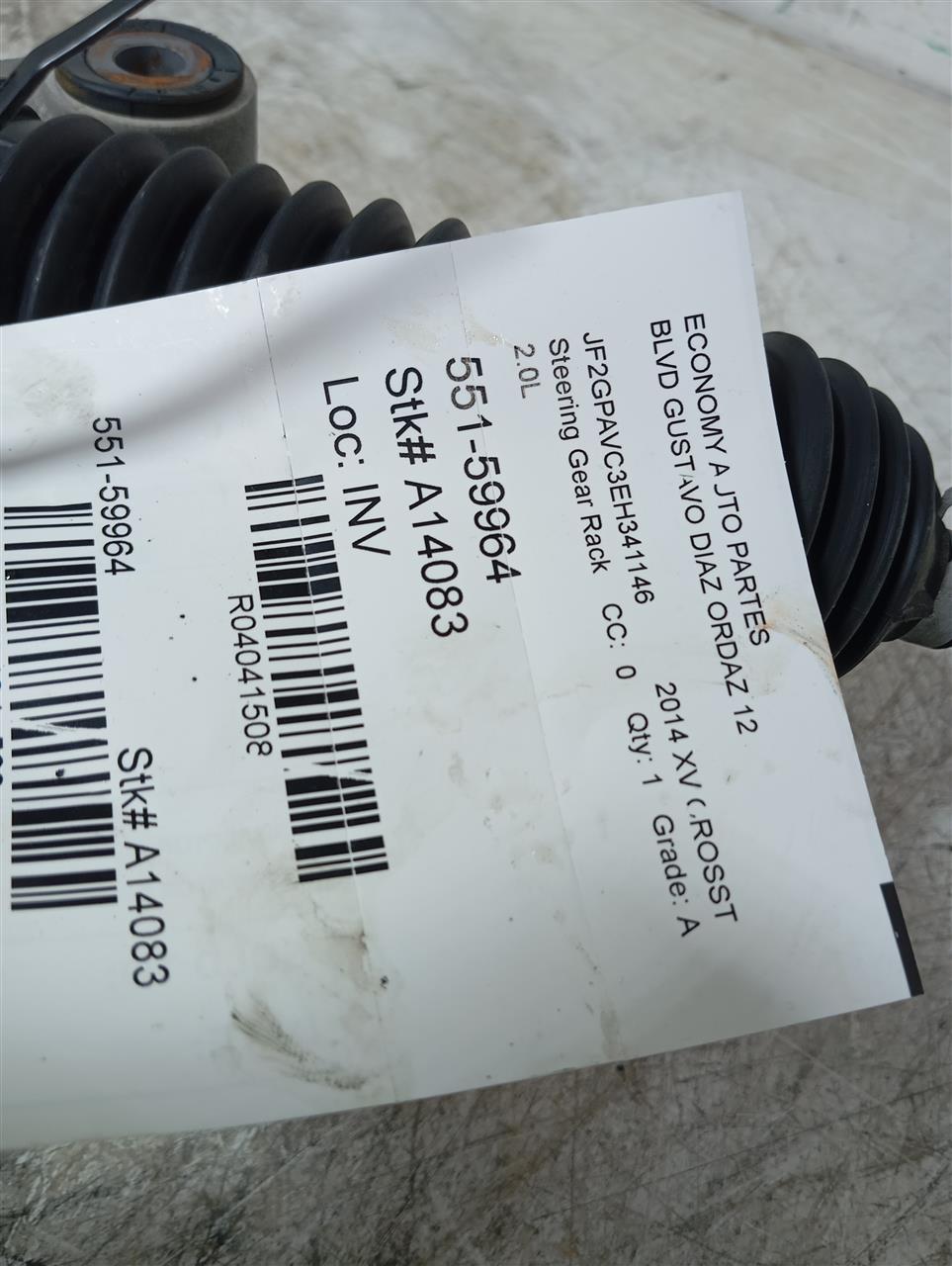 2014 Subaru XV CROSSTREK Steering Gear Rack