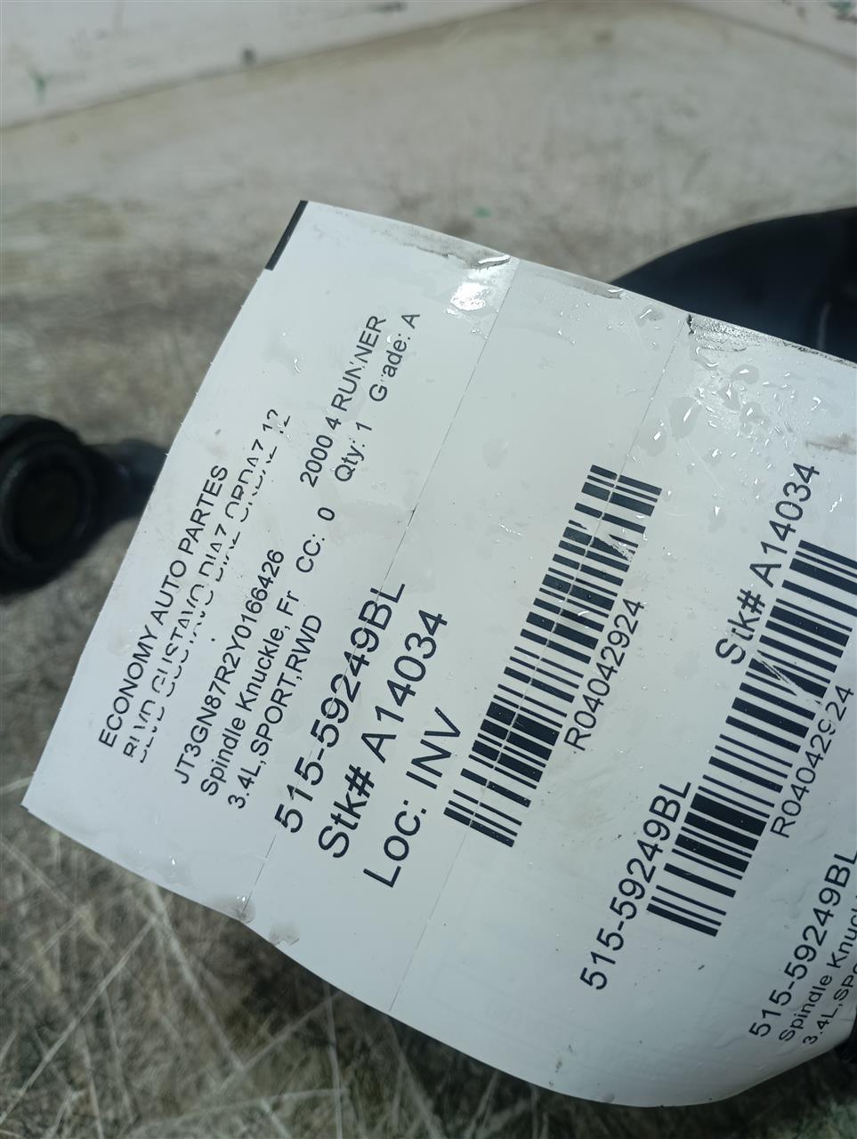 2000 Toyota 4 RUNNER Spindle Knuckle, Fr