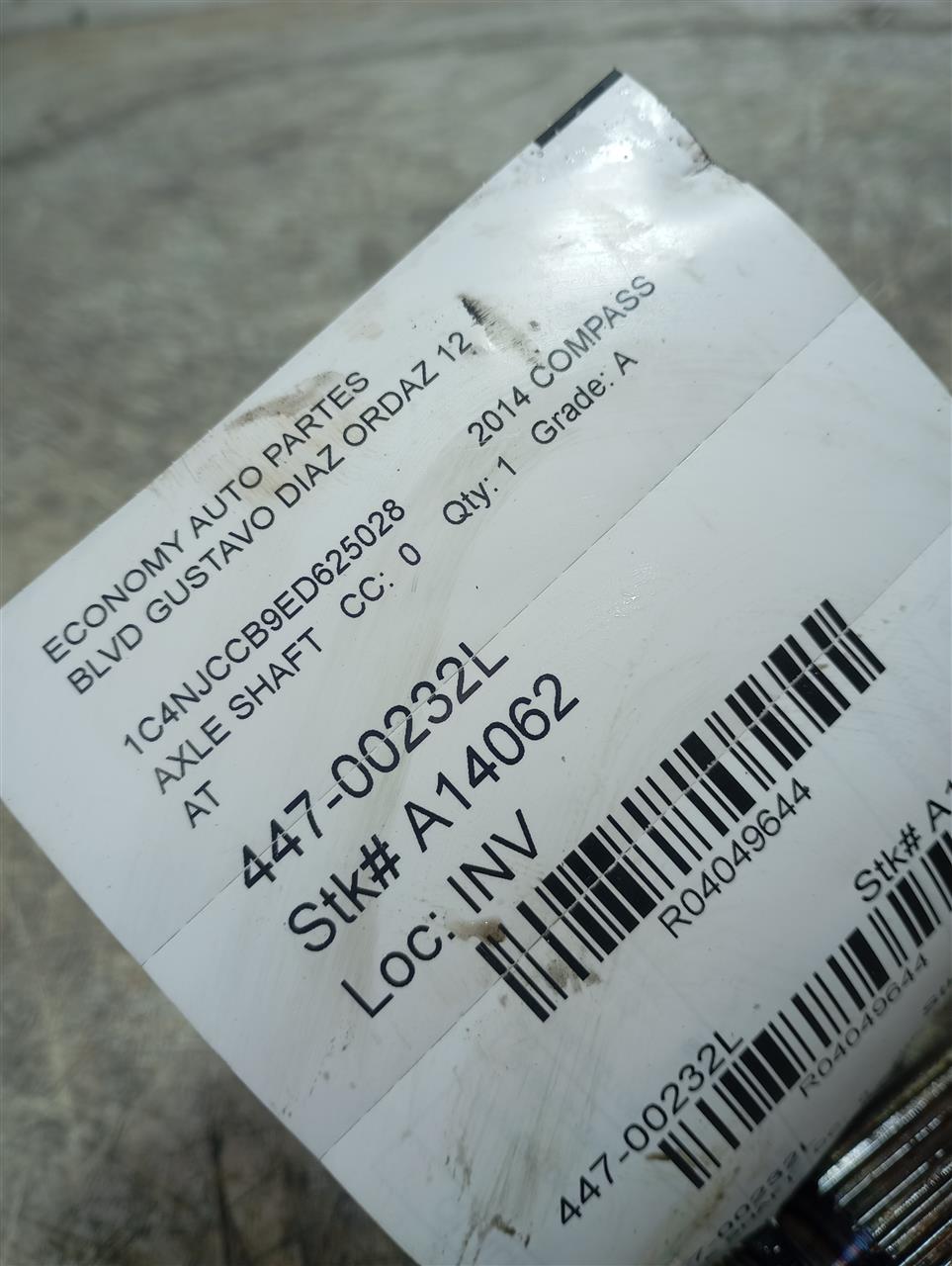 2014 COMPASS Chrysler Axle Shaft