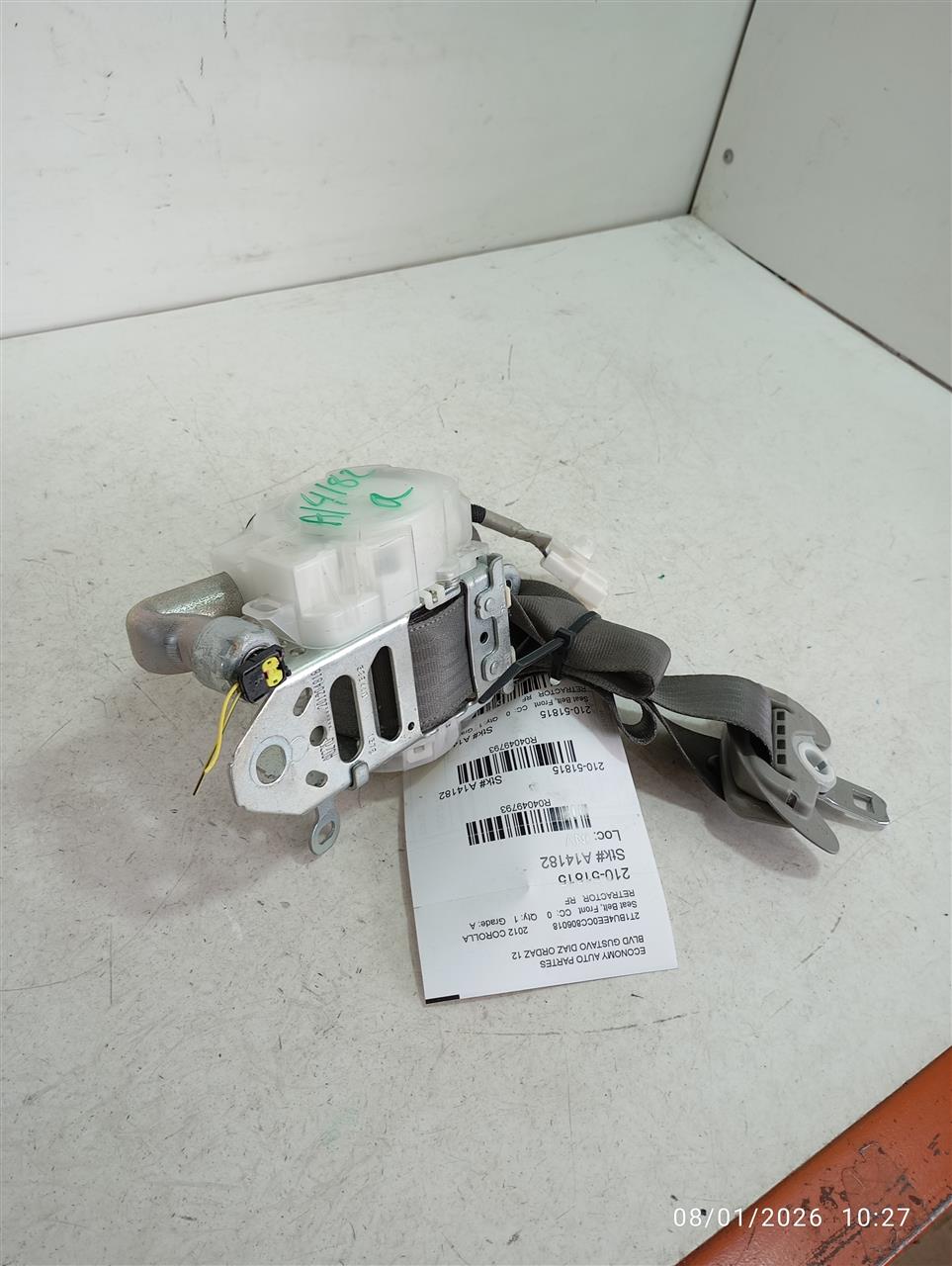 Used 2012 Toyota COROLLA Seat Belt, Front - Stock #A14182