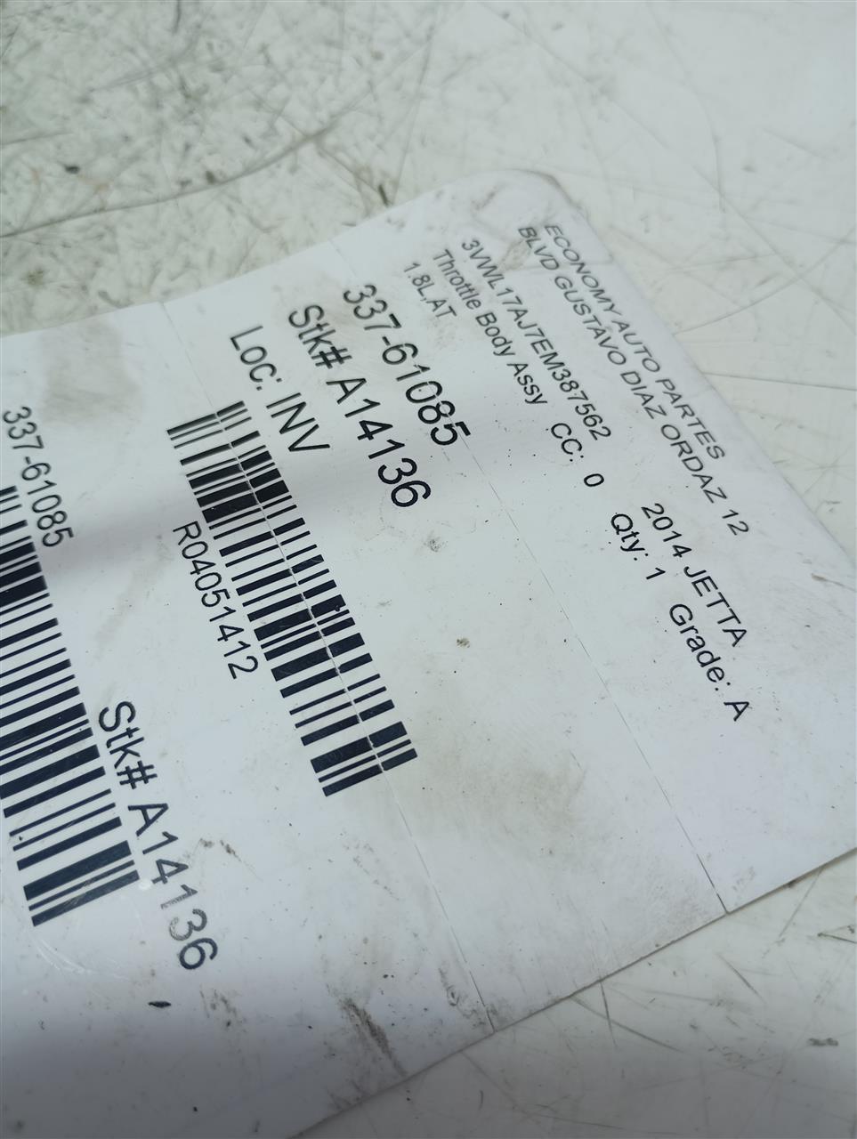 2014 Volkswagen JETTA Throttle Body Assy