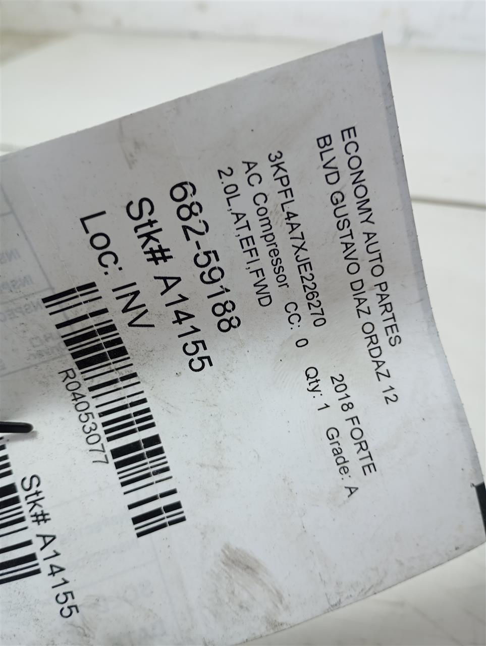 2018 Kia FORTE AC Compressor