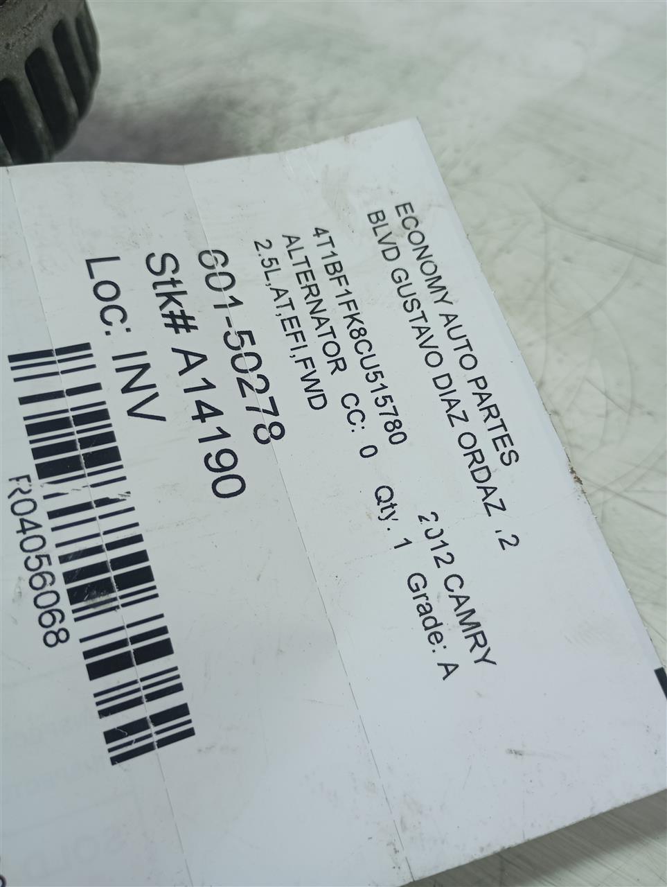 2012 CAMRY Toyota Alternator