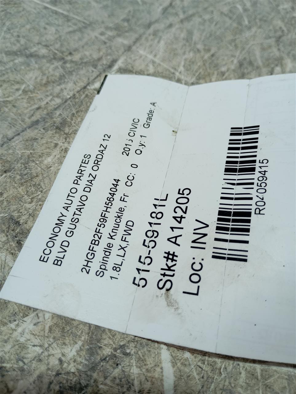 2015 Honda CIVIC Spindle Knuckle, Fr