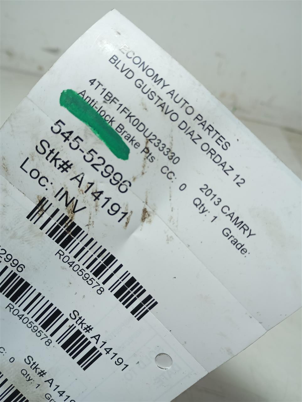 Used 2013 Toyota CAMRY ID 44540-06080 - Stock #A14191
