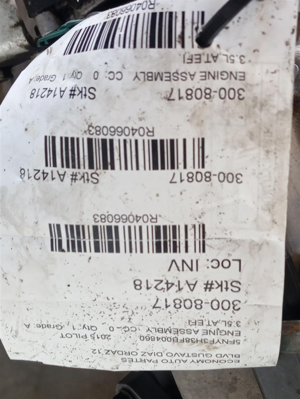 2015 Honda PILOT Engine Assembly