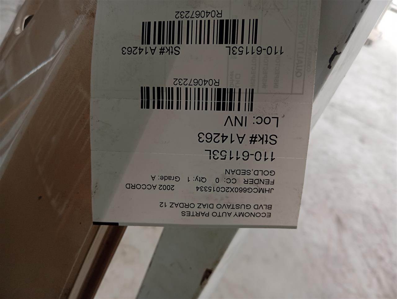 2002 ACCORD Honda Fender