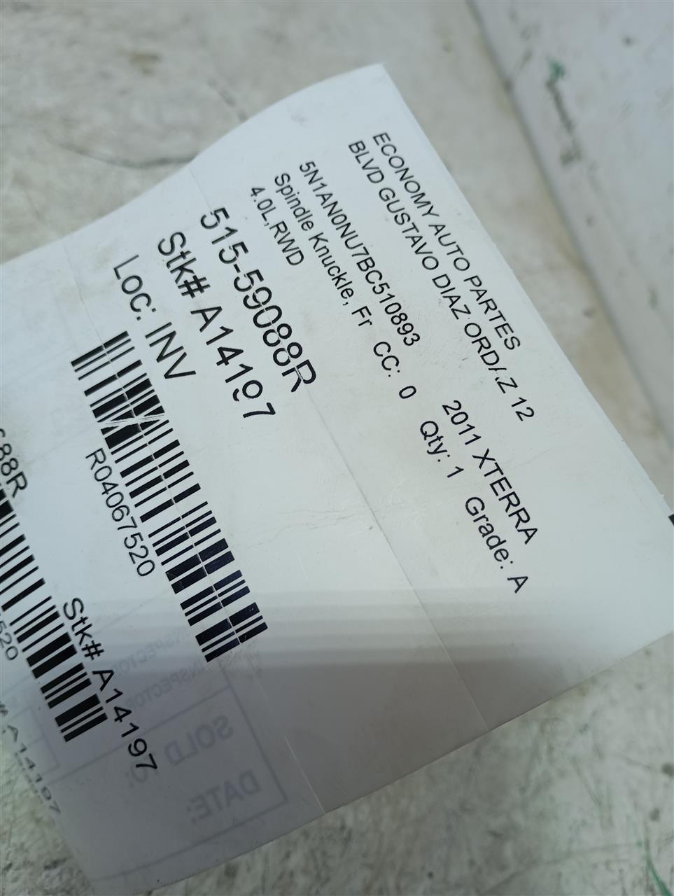 2011 Nissan XTERRA Spindle Knuckle, Fr