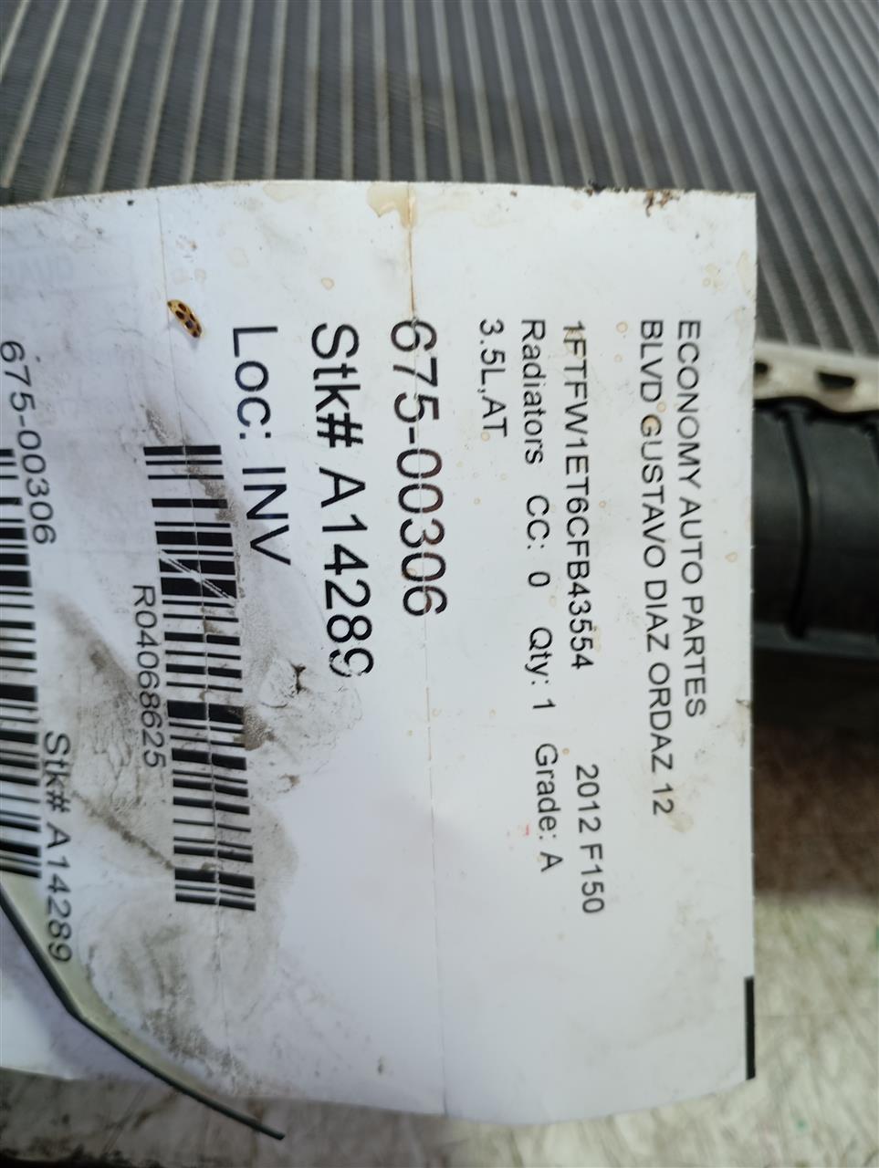 2012 FORD F150 PICKUP Ford Radiators