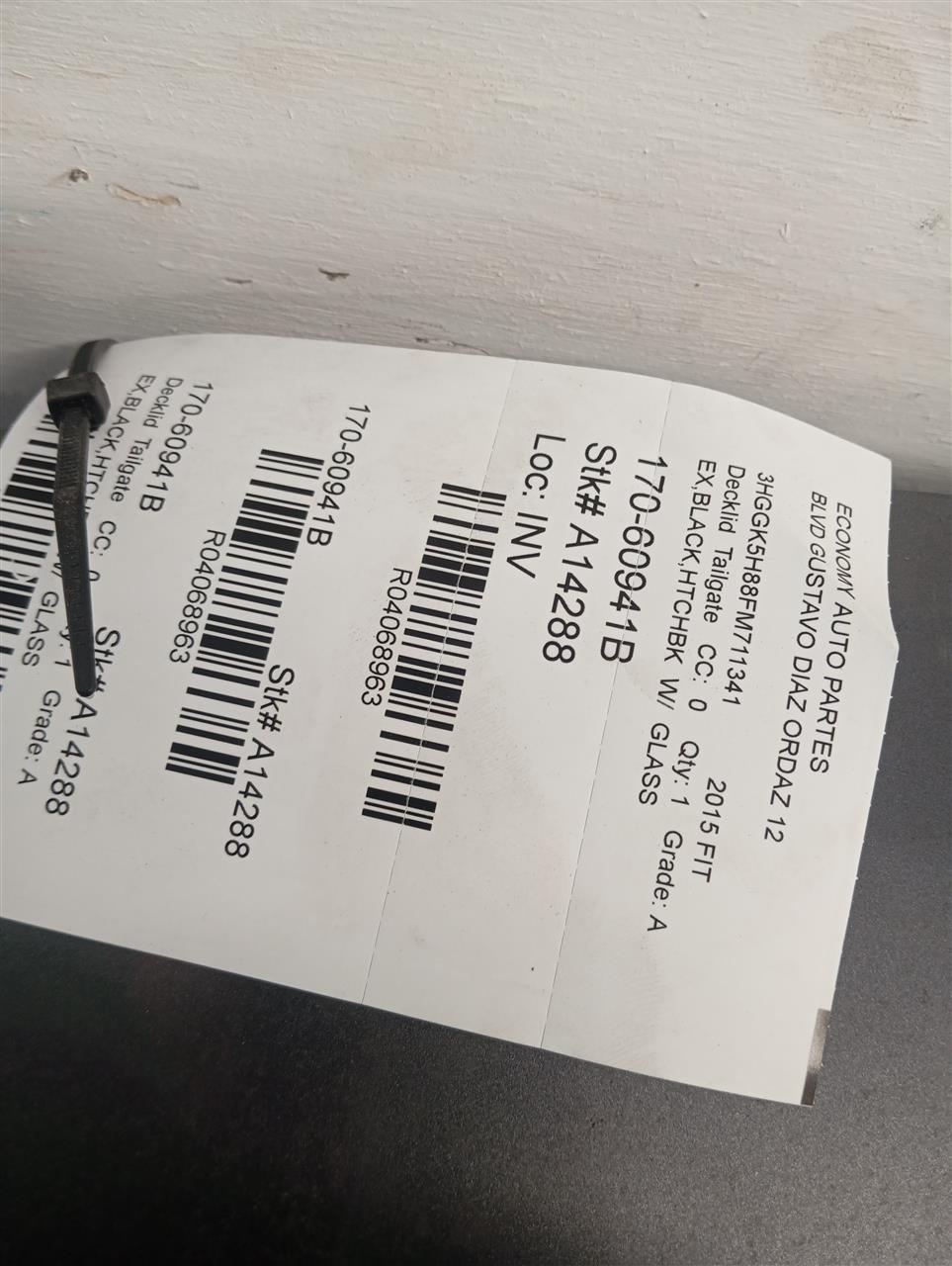2015 Honda FIT Decklid  Tailgate