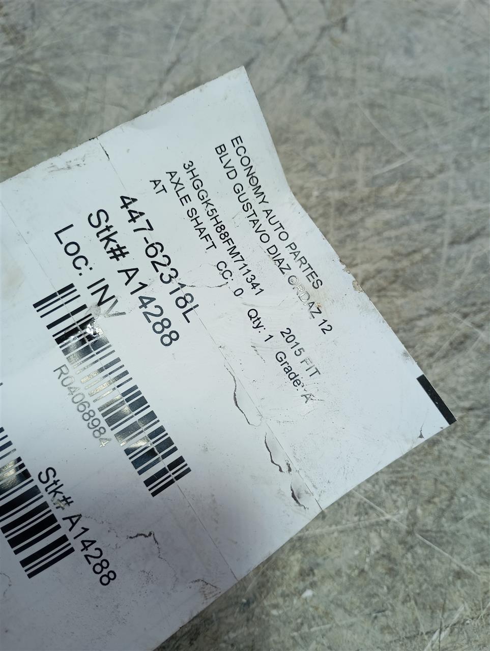 2015 Honda FIT Axle Shaft