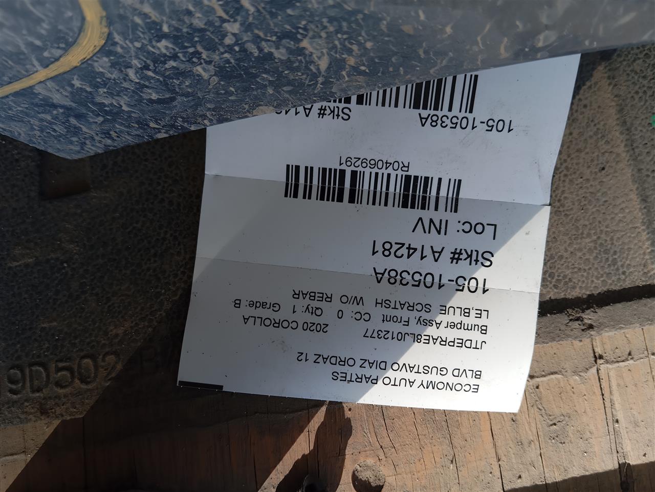 2020 Toyota COROLLA Bumper Assy, Front