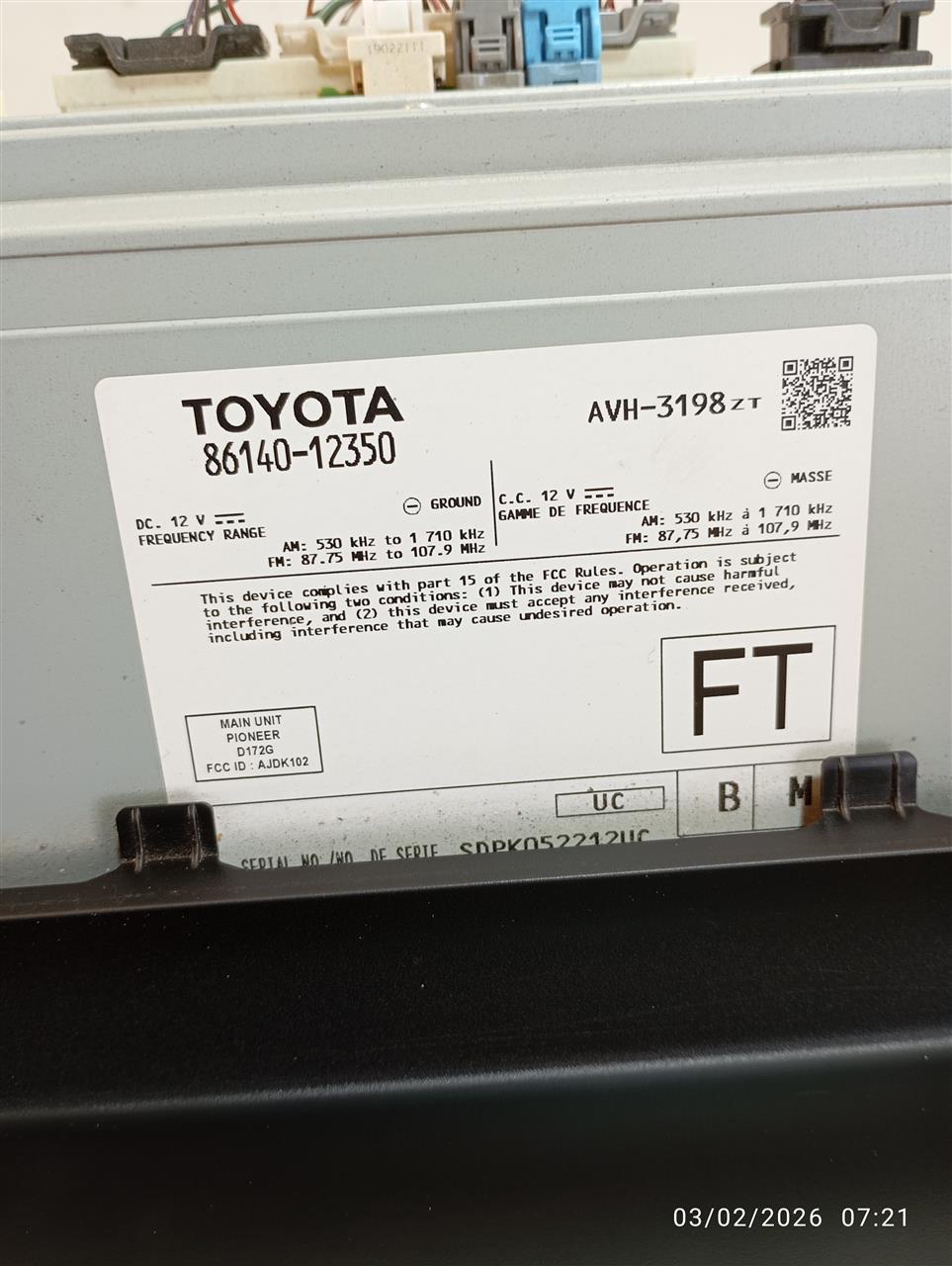 Used 2020 Toyota COROLLA ID 86140-02A50 - Stock #A14291