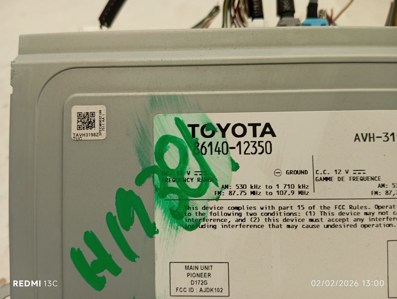 Used 2020 Toyota COROLLA ID 86140-02A50 - Stock #H19381