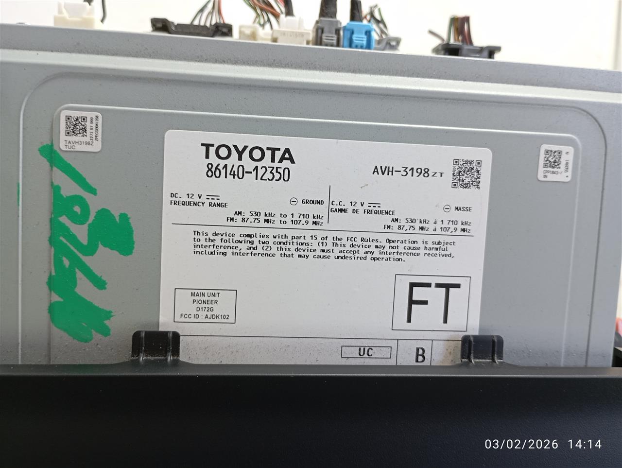 Used 2020 Toyota COROLLA ID 86140-02A50 - Stock #A14281