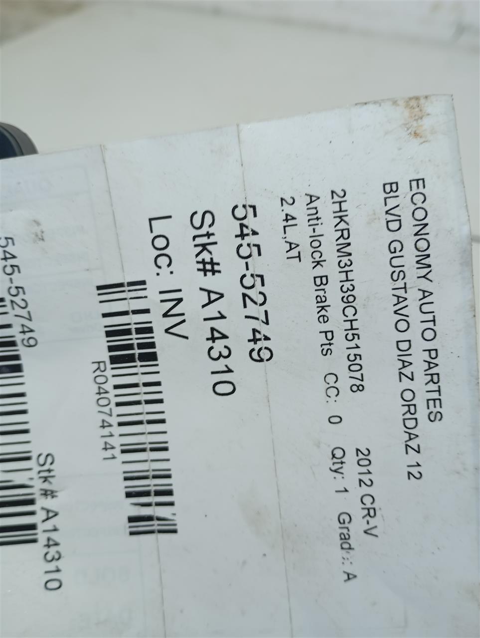 2012 Honda CR-V Anti-lock Brake Pts