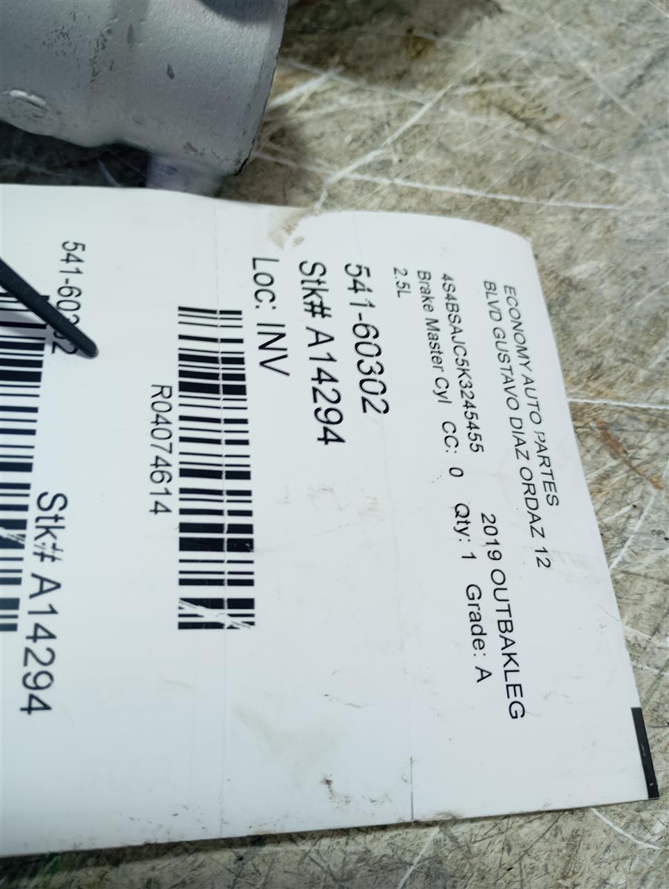 2019 LEGACY Subaru Brake Master Cyl