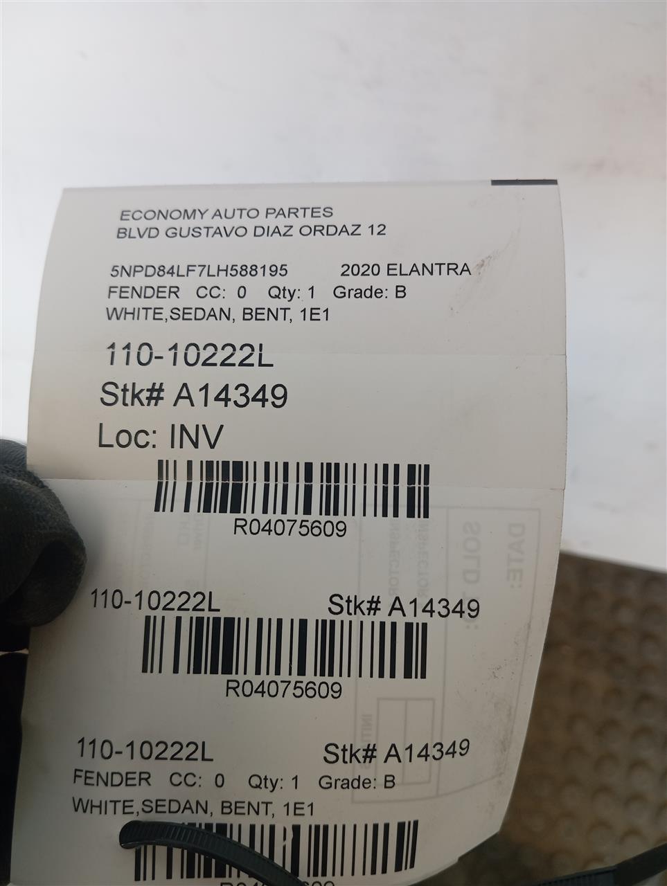 2020 ELANTRA Hyundai Fender