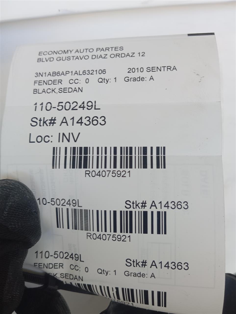 2010 SENTRA Nissan Fender