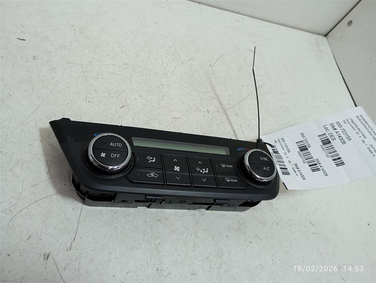 2017 Toyota RAV4 Temp Control