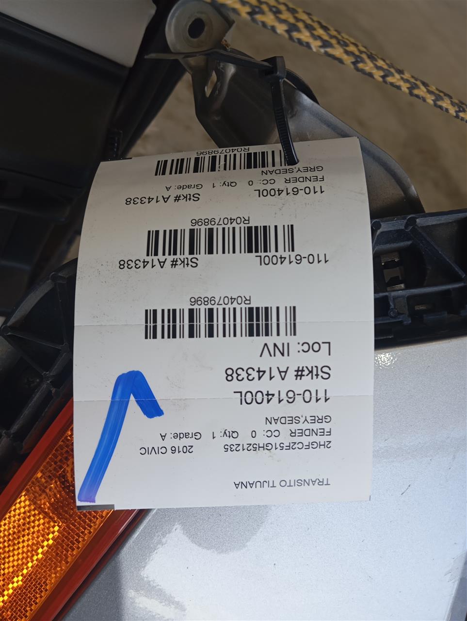 2016 CIVIC Honda Fender