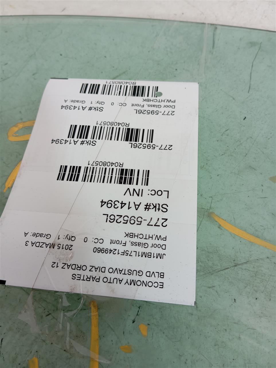 2015 Mazda MAZDA 3 Door Glass, Front
