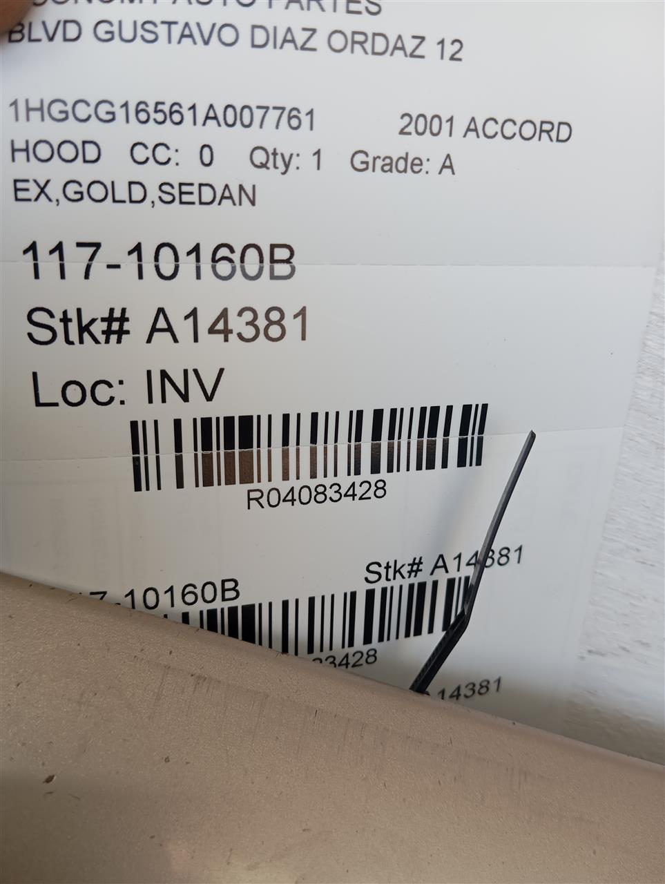 2001 Honda ACCORD Hood