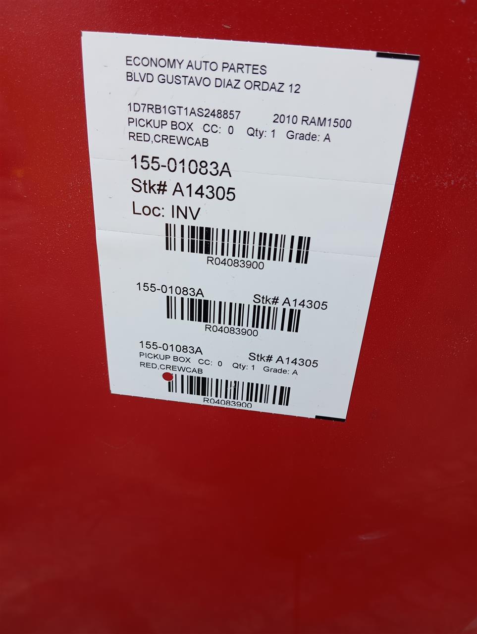 2010 Chrysler DODGE 1500 PICKUP Pickup Box