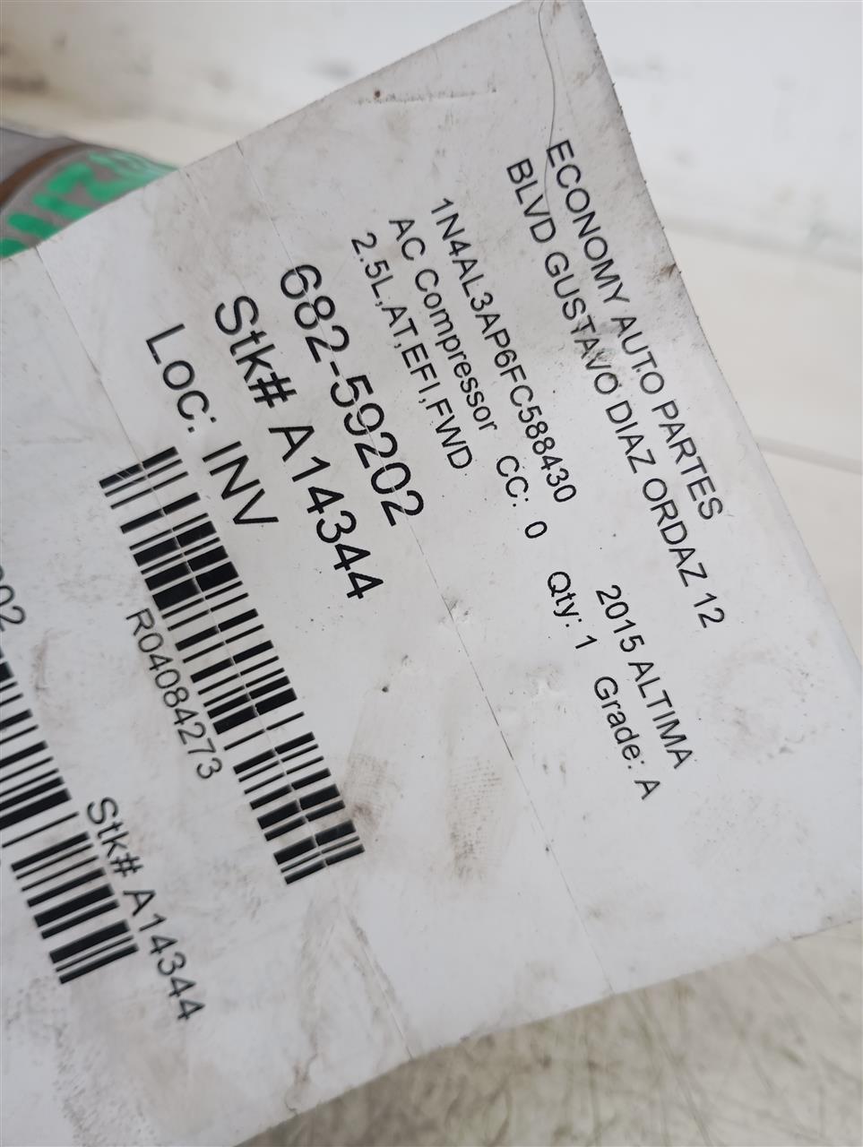 Used 2015 Nissan ALTIMA AC Compressor - Stock #A14344