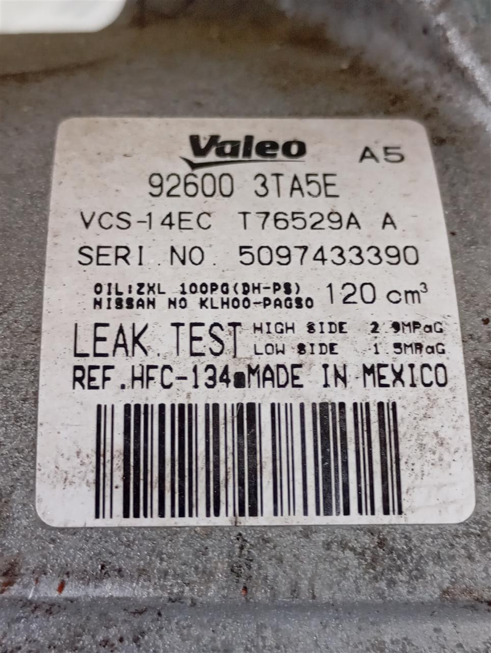 Used 2015 Nissan ALTIMA AC Compressor - Stock #A14344