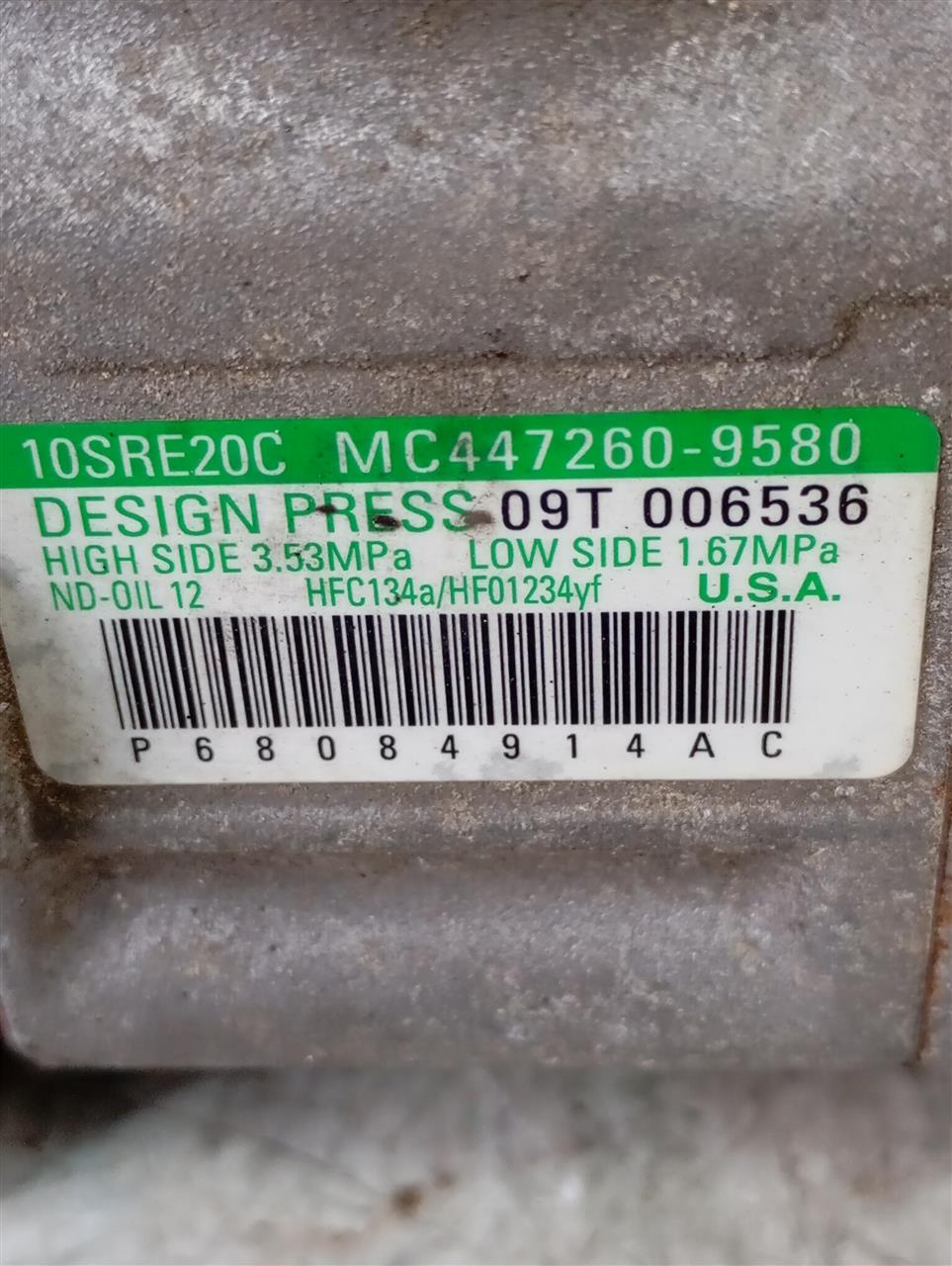 Used 2017 Chrysler JOURNEY AC Compressor - Stock #A14314