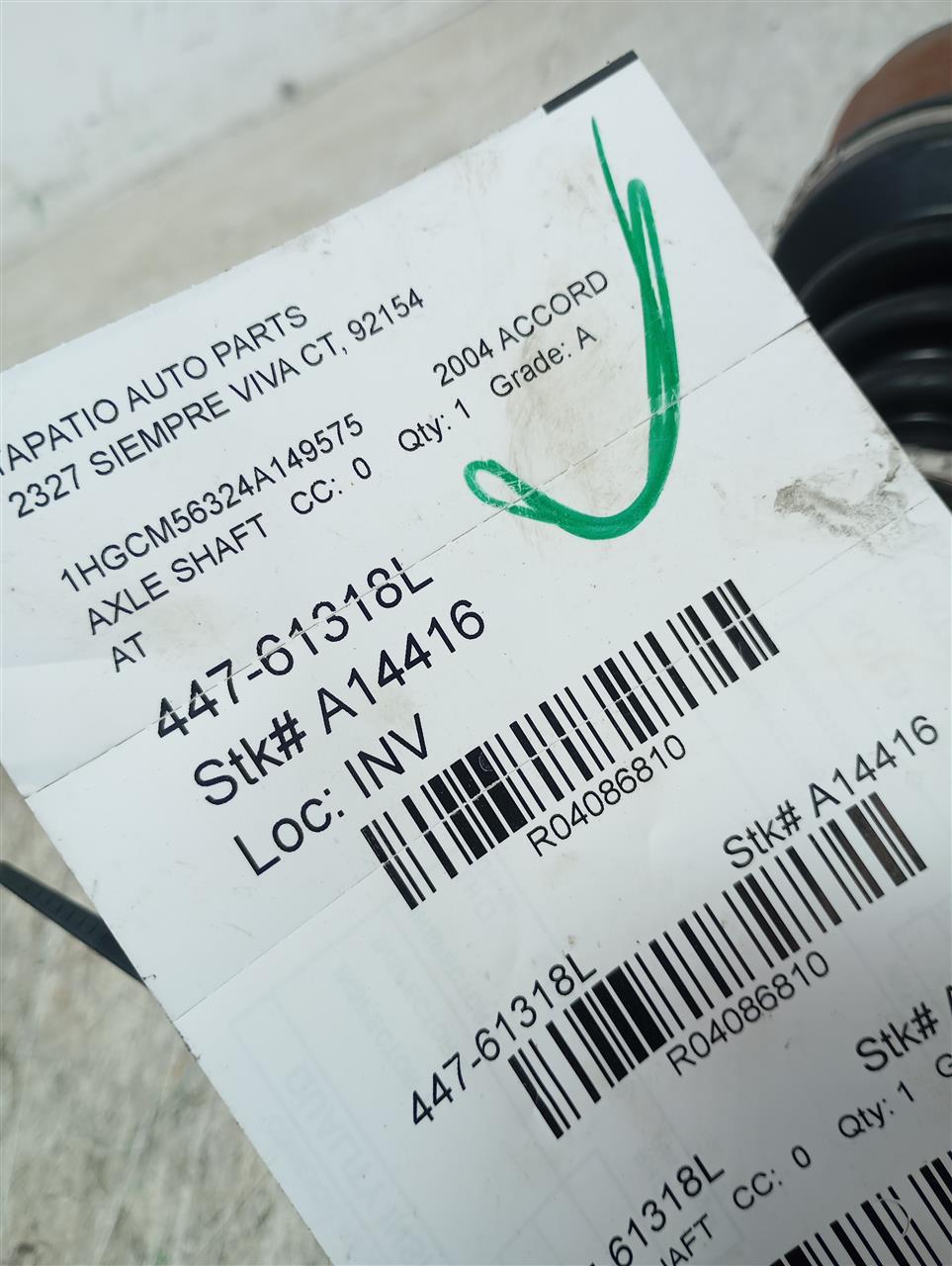 2004 Honda ACCORD Axle Shaft