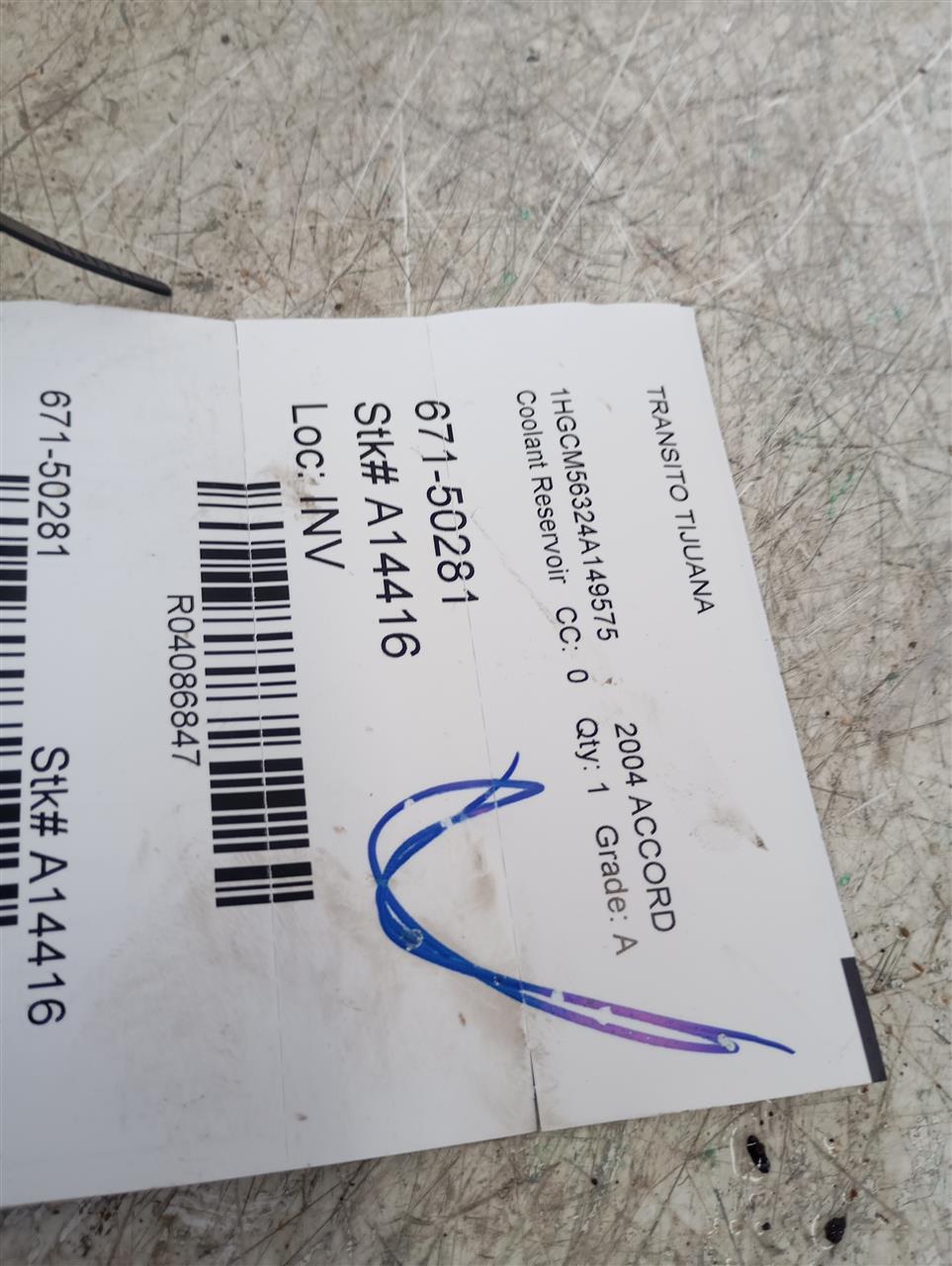 2004 Honda ACCORD Coolant Reservoir