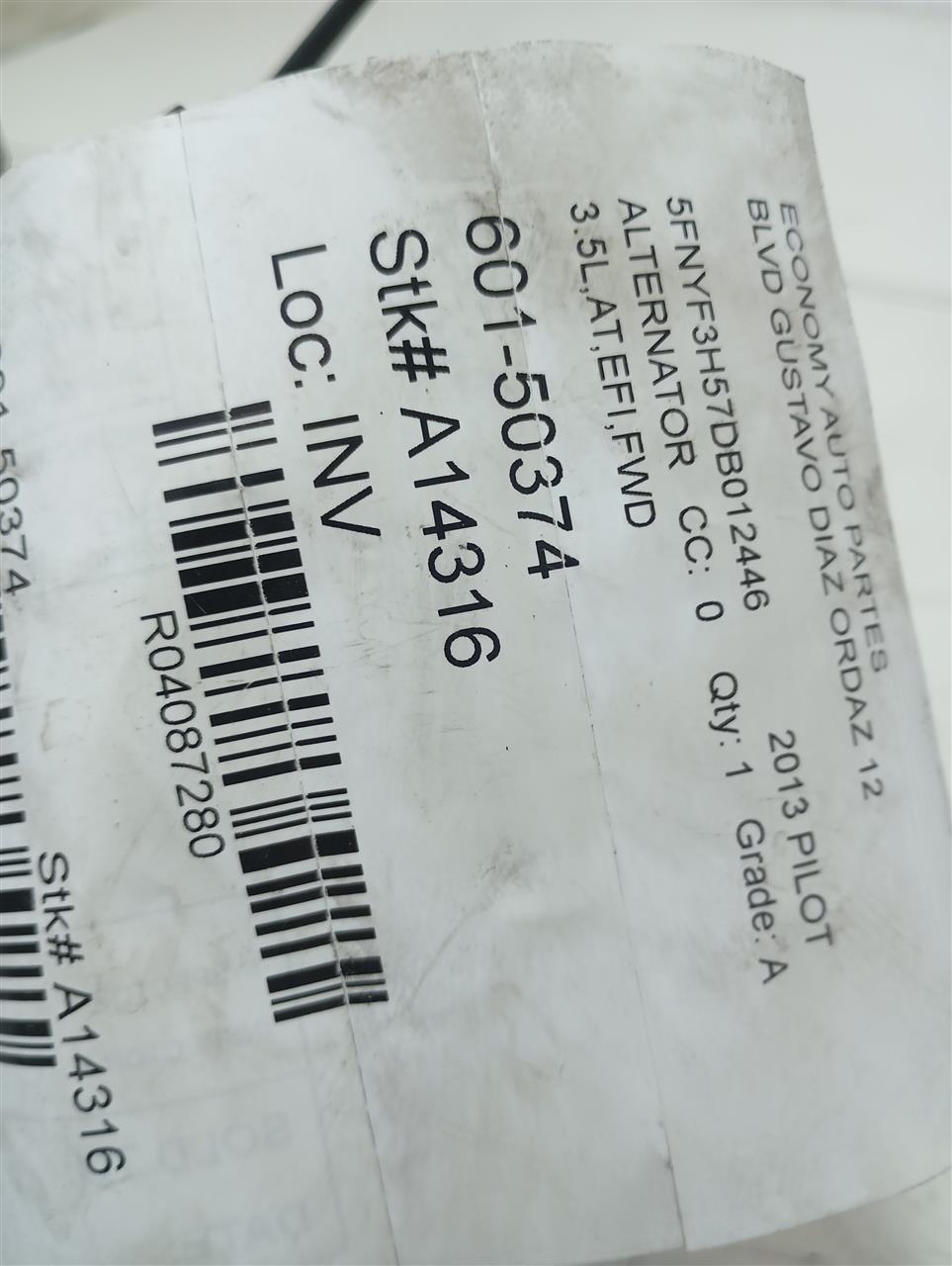 2013 PILOT Honda Alternator