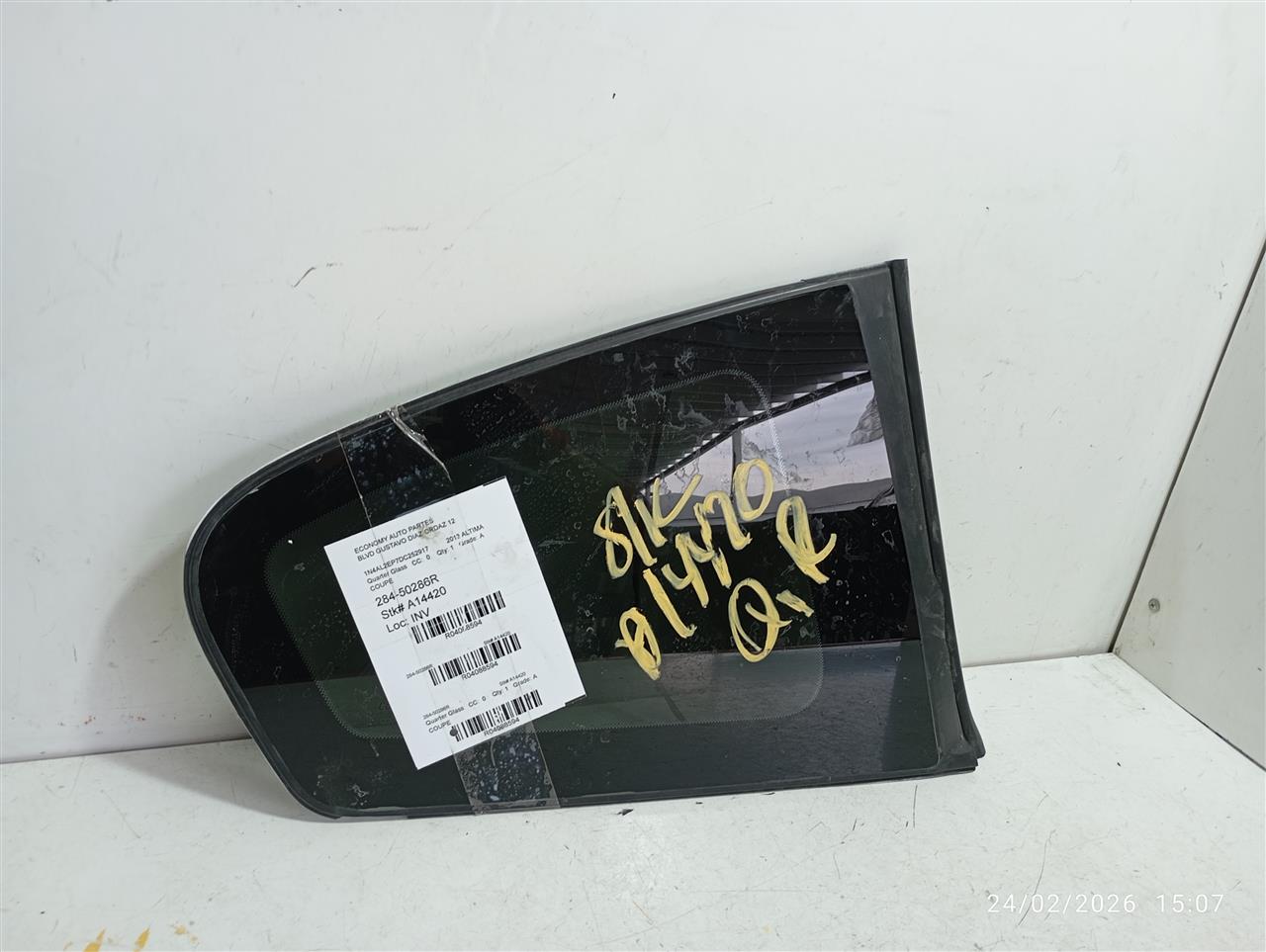 2013 Nissan ALTIMA Quarter Glass
