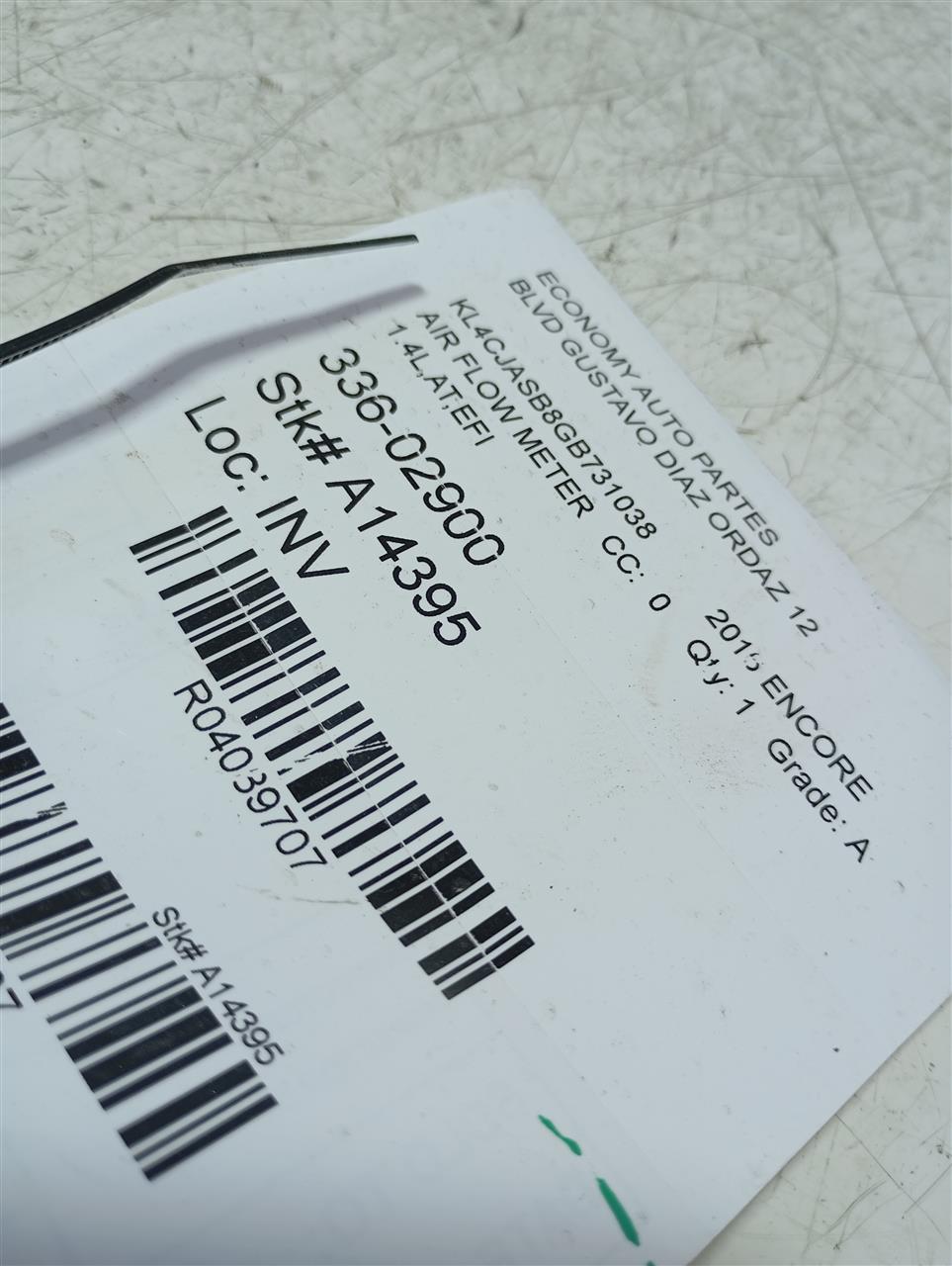 2016 General Motors ENCORE Air Flow Meter