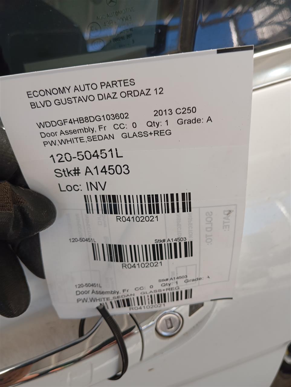 2013 Mercedes-Benz MERCEDES C-CLASS Door Assembly, Fr