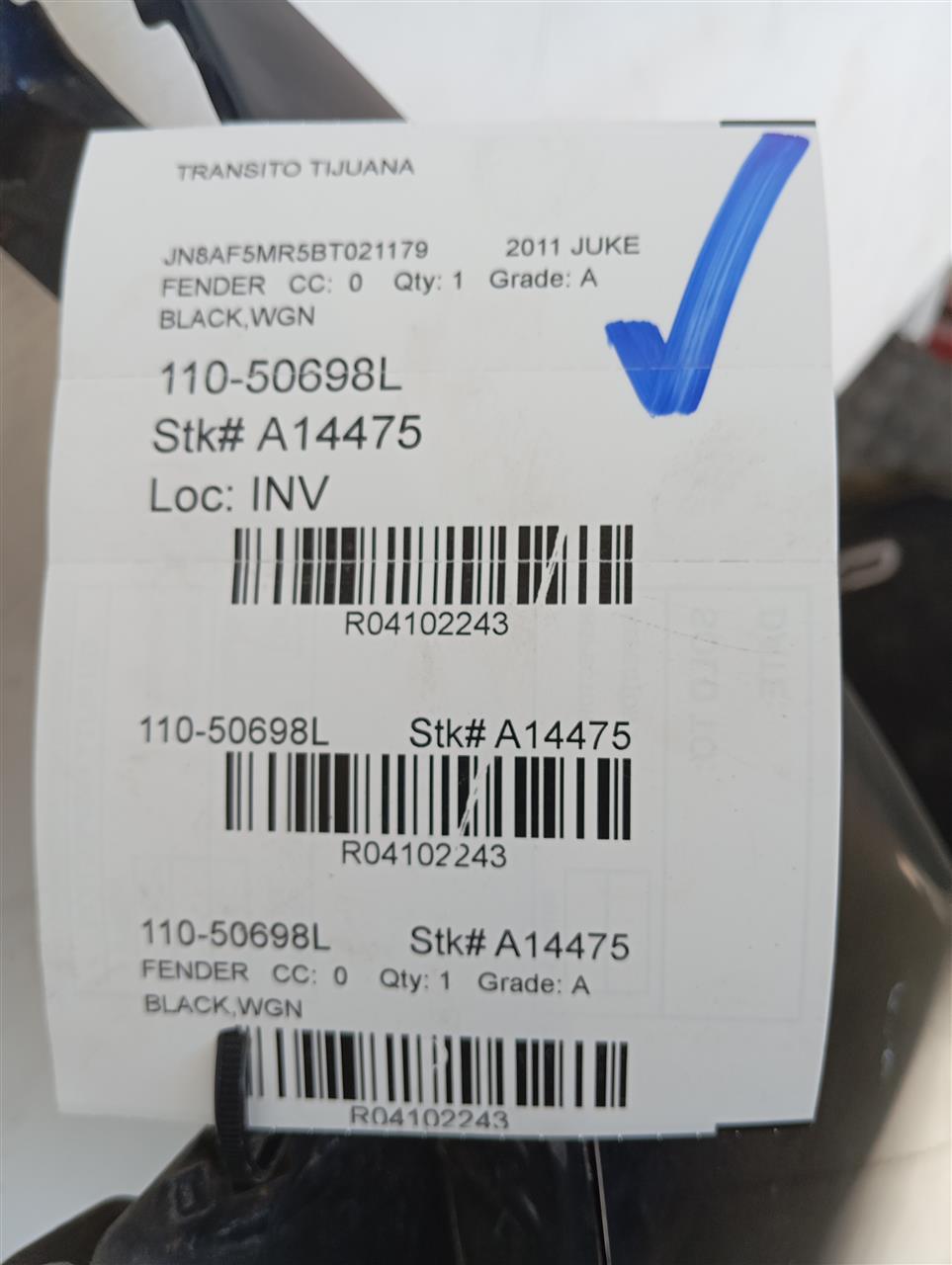 2011 JUKE Nissan Fender